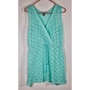 J Valdi Cover-Up Dress Lace Drawstring Waist Sleeveless‎ Aqua Blue S Swim